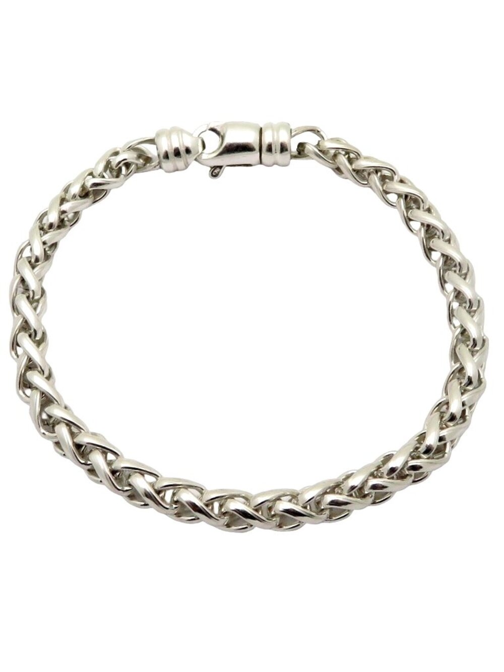 Vintage 925 Sterling Silver Woven Wheat Chain Link Bracelet 7.75" Signed 17.3g.